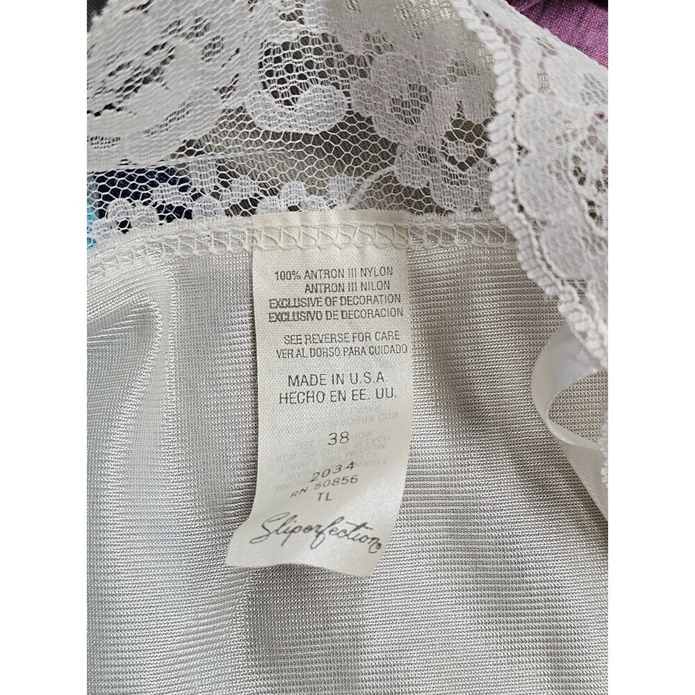 Vtg Sliperfection Womens Babydoll Midi Slip Dress Size M 38 Satin Lace - Picture 5 of 9